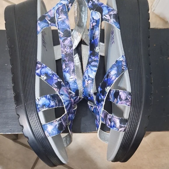 Alegria Blue and Purple Strappy Sandals - Picture 4 of 7